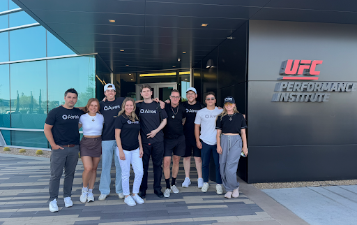 Aires Tech team in front of the UFC performance institute during International Fight Week